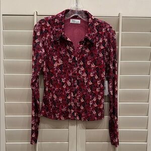Tinsel Red Floral Button Down Shirt